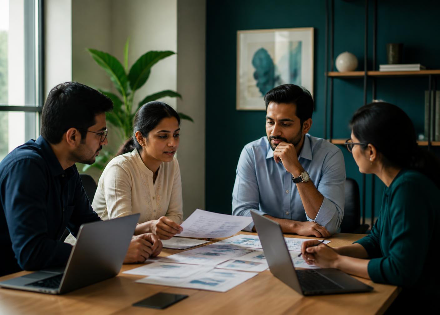 The Am Accountable finance team reviewing client reports together